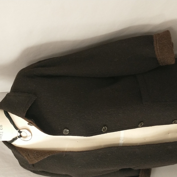 Reversible Alpaca Coat Made n Peru for Barry Bricken Coffee Brown & Dark Natural - Picture 7 of 14